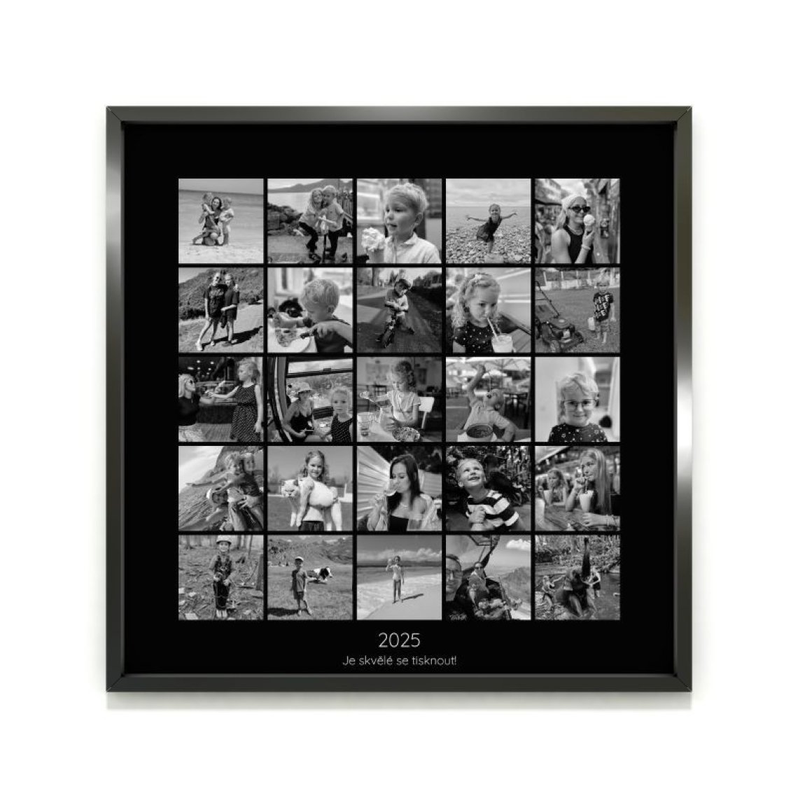 Fotokoláž 40×40 cm, 25 fotek do čtverce
