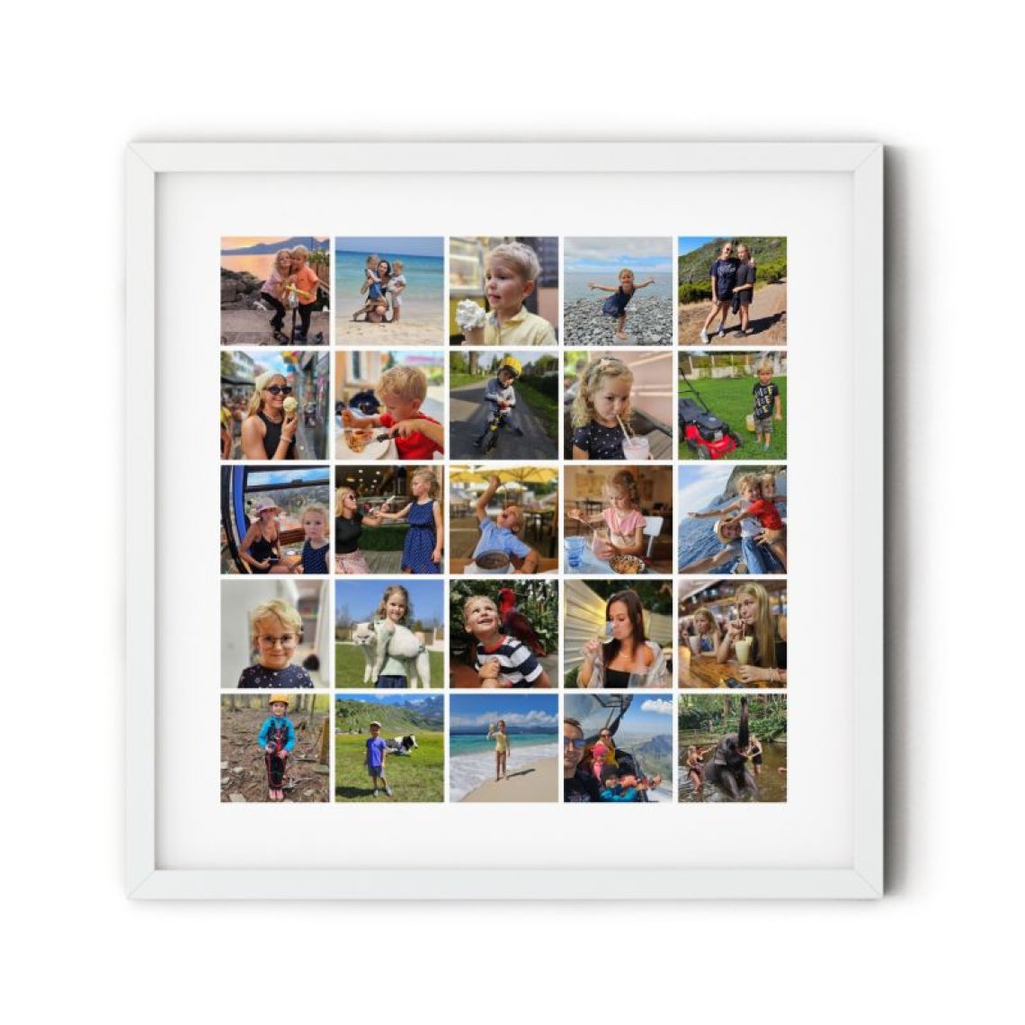 Fotokoláž 40×40 cm, 25 fotek do čtverce