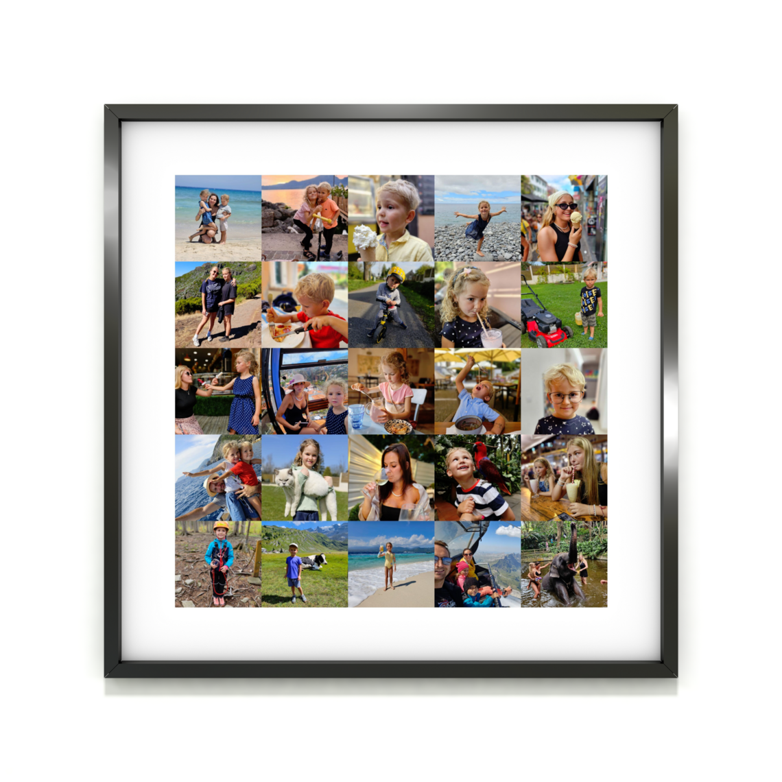 Fotokoláž 40×40 cm, 25 fotek do čtverce