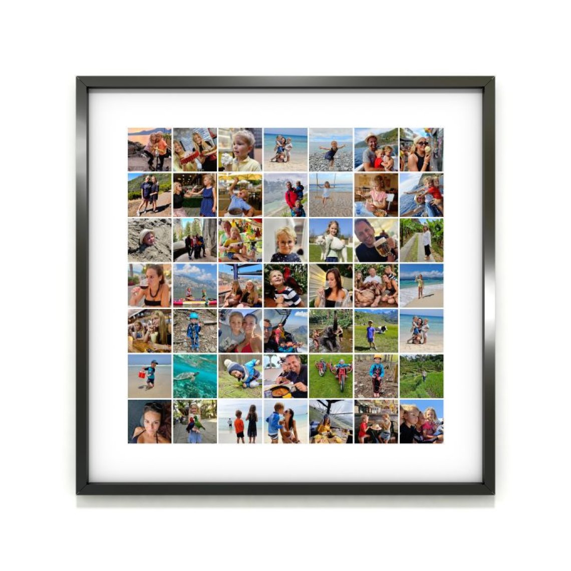 Fotokoláž 100×100 cm, 49 fotek do čtverce