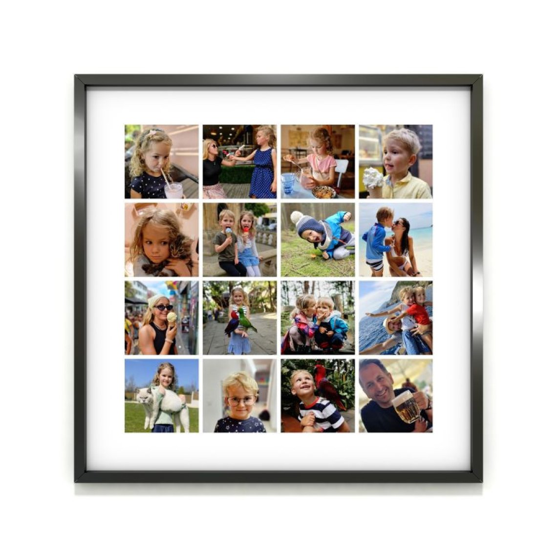 Fotokoláž 40×40 cm, 16 fotek do čtverce