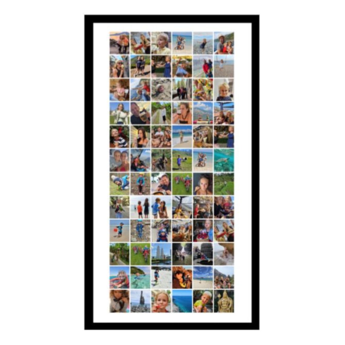 Fotokoláž 50×100 cm, 72 fotografií do čtverce