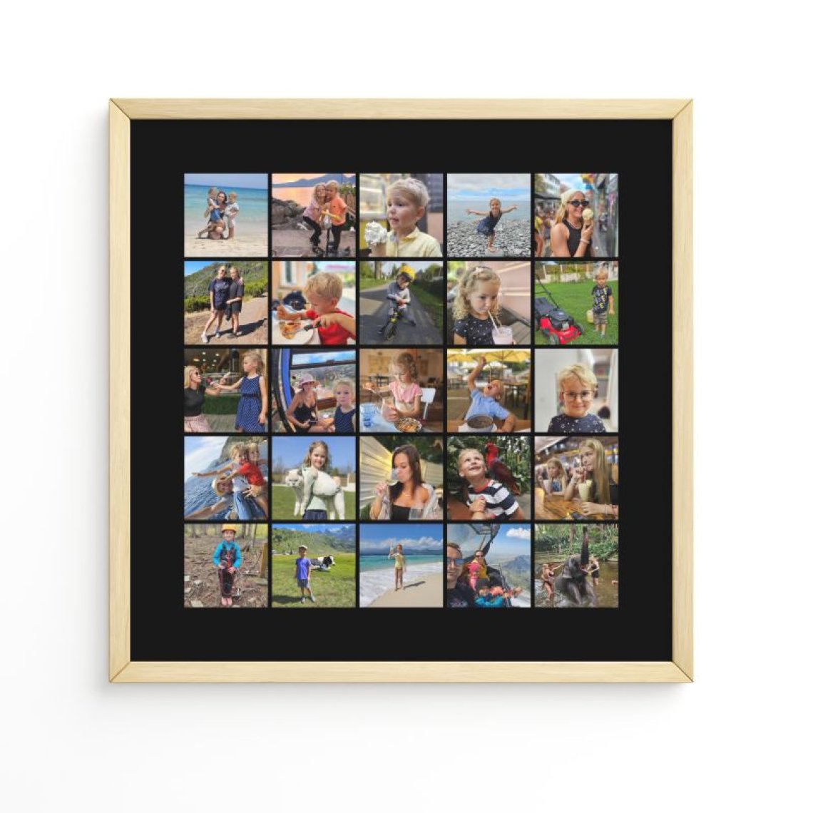 Fotokoláž 100×100 cm, 25 fotek do čtverce