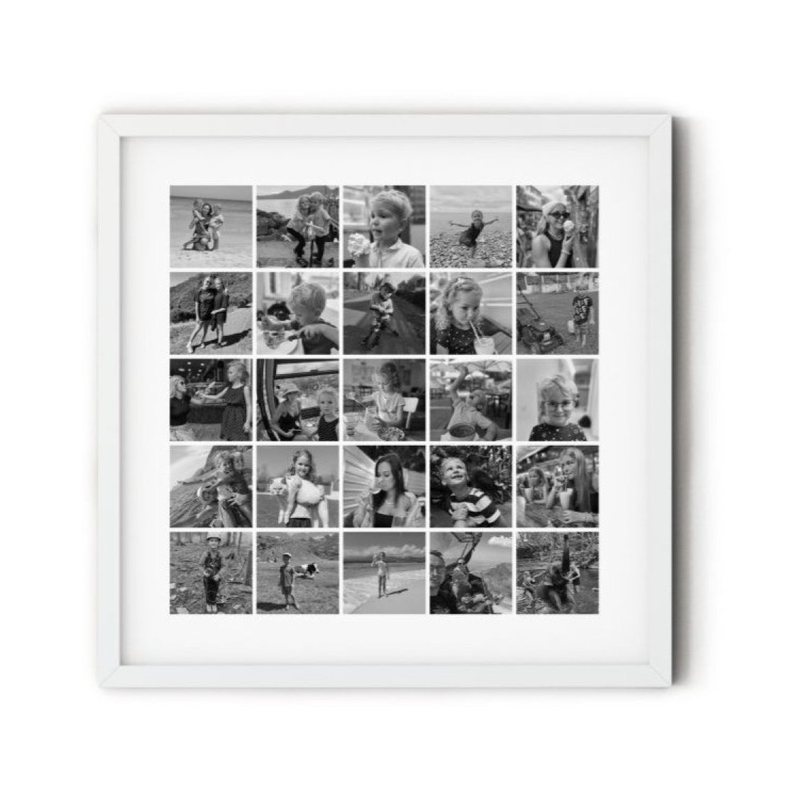 Fotokoláž 80×80 cm, 25 fotek do čtverce