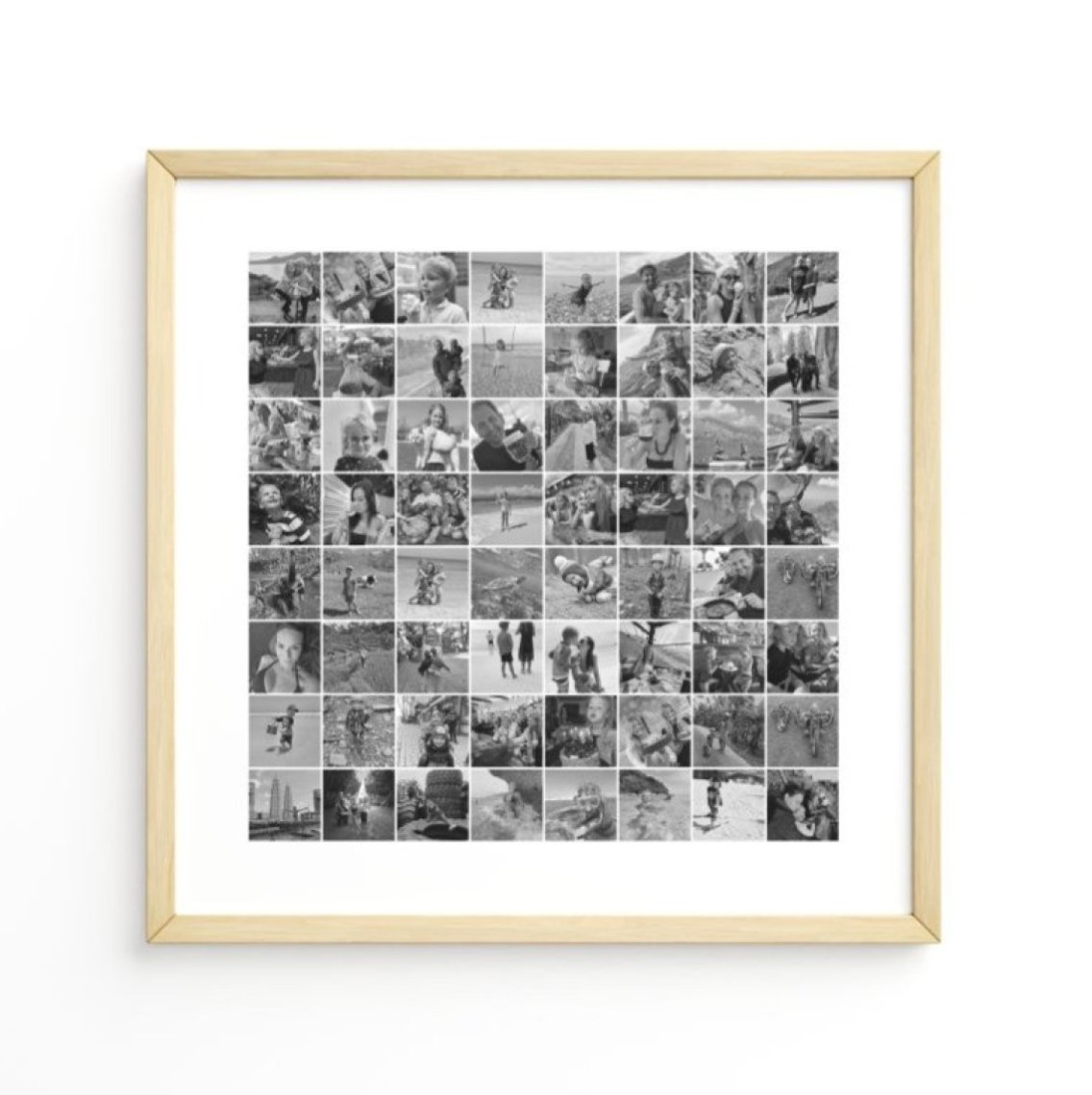 Fotokoláž 100×100 cm, 64 fotek do čtverce