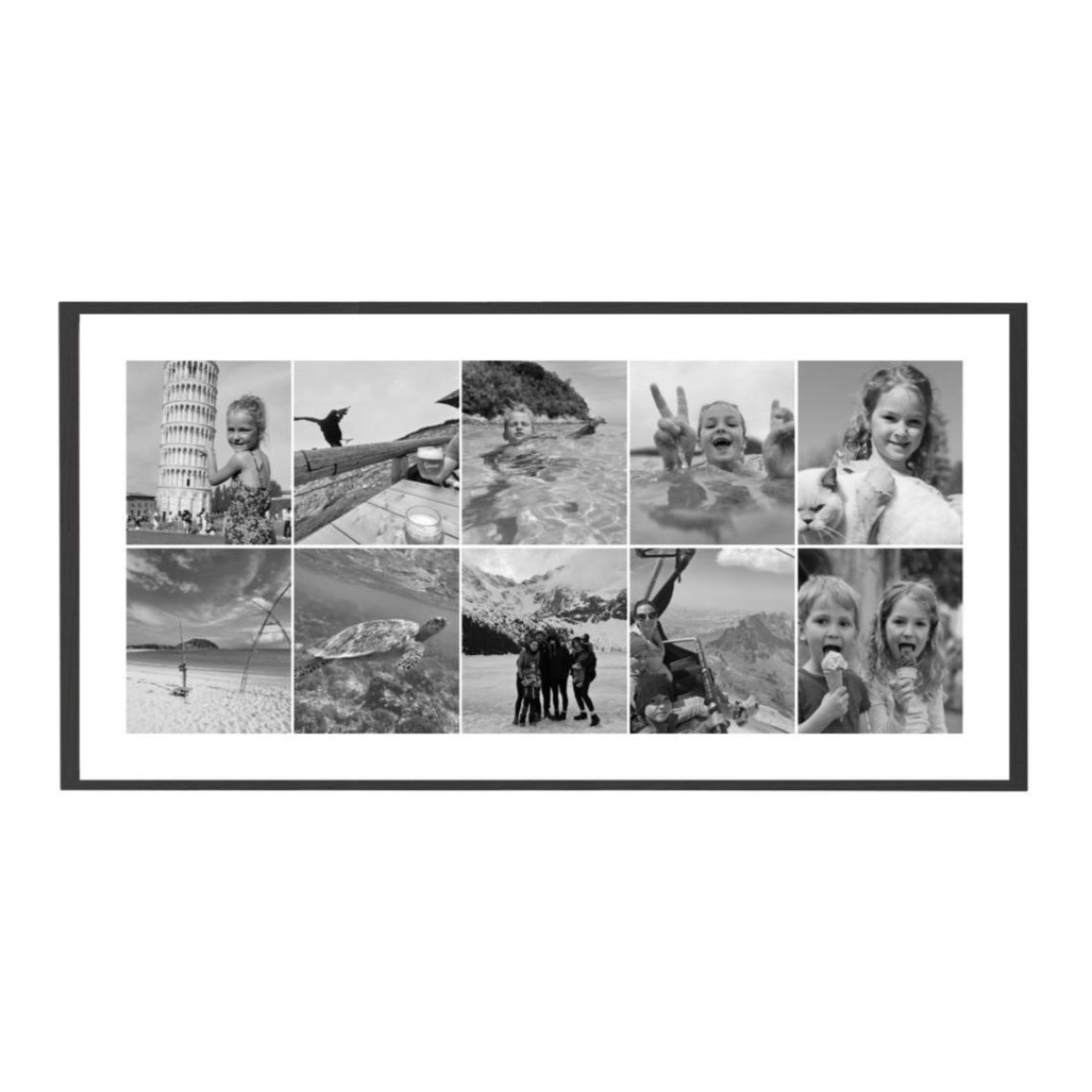 Fotokoláž 60×30 cm, 10 fotek na výšku