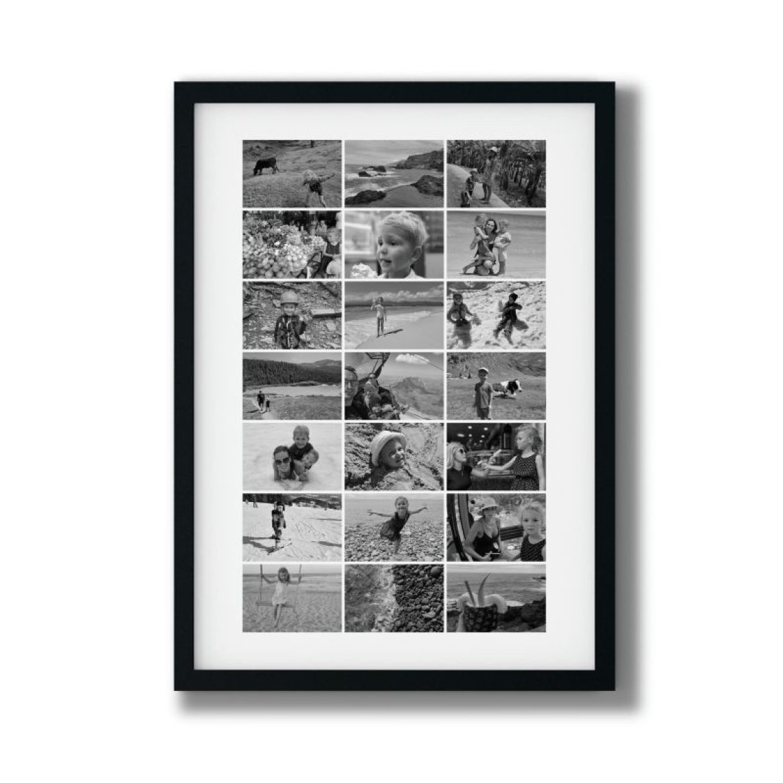 Fotokoláž 40×60 cm, 21 fotek na šířku