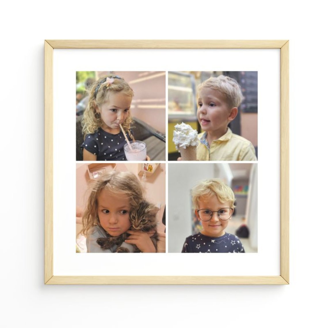 Fotokoláž 40×40 cm, 4 fotky do čtverce