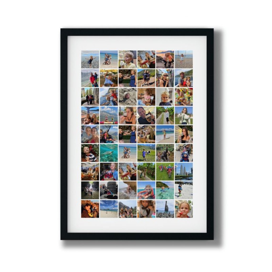 Fotokoláž 50×70 cm, 54 fotek do čtverce